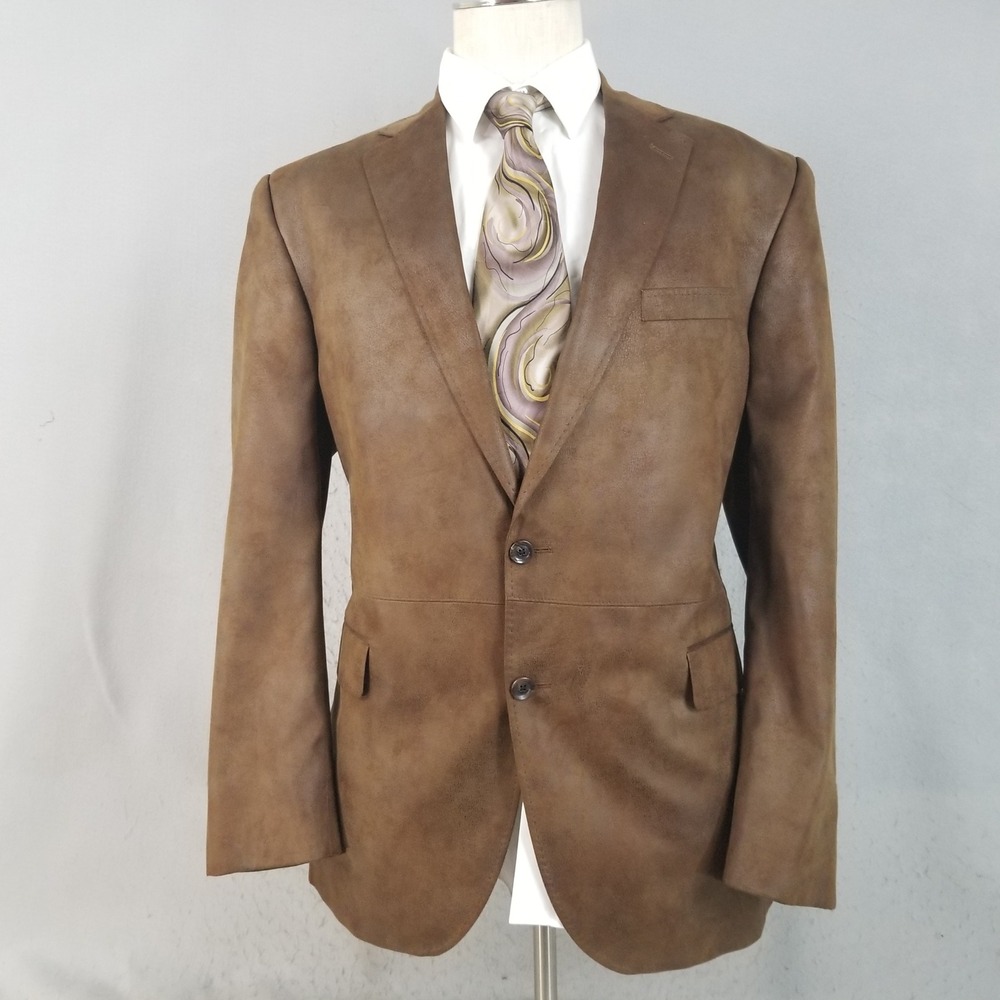 Cremieux Blazer Mens 46R Brown Monet SPJ Ultra Suede Faux Leather Sport Coat